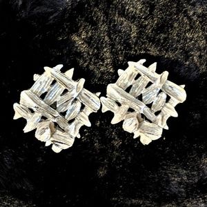 Vintage Bergere Clip On Earrings Brutalist Style